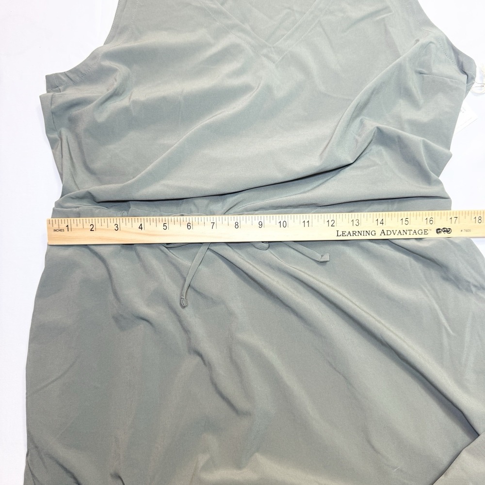 Free Fly Women's Breeze Dress L Sleeveless V-Neck Smokey Olive Drawstring Waist - Picture 8 of 9